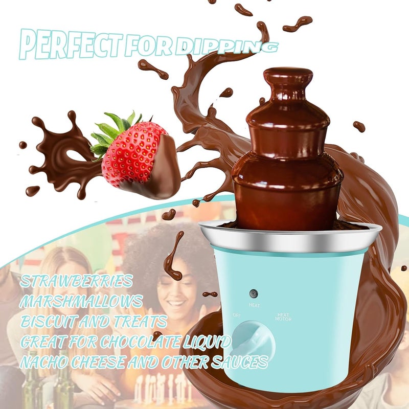 ZEVELOO MINI Chocolate Fountain Machine Small Electric Chocolate Fondue Fountain Machine for Party for Candy Butter Cheese (Green) - Image 4